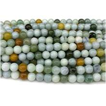 1Strand  Real Natural Genuine Green Jadeite Jade Round Loose Stone Beads DIY Jewelry Accessory - Multicolor - View 2