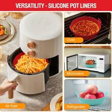 Air Fryer Silicone Liner For 3-5 QT, Flammable Parchment Paper Replacement, Reusable Baking Pan Oven Accessory, Red/Blue, Round/Square(Top 8 Inches, Bottom 6.75 Inches)
