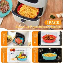 Air Fryer Silicone Liner For 3-5 QT, Flammable Parchment Paper Replacement, Reusable Baking Pan Oven Accessory, Red/Blue, Round/Square(Top 8 Inches, Bottom 6.75 Inches)