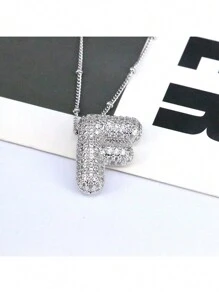 1 Pezzo Nuova Collana Con Ciondolo Lettera A-z 26 Di Lusso In Micropavé Cz, Collana Con Ciondolo Iniziale Del Nome In Platino Elettroplaccato Per Uomo E Donna