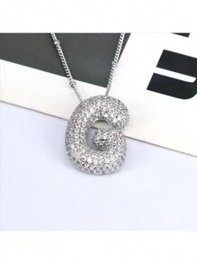 1 Pezzo Nuova Collana Con Ciondolo Lettera A-z 26 Di Lusso In Micropavé Cz, Collana Con Ciondolo Iniziale Del Nome In Platino Elettroplaccato Per Uomo E Donna