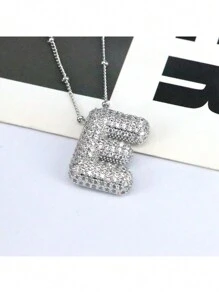 1 Pezzo Nuova Collana Con Ciondolo Lettera A-z 26 Di Lusso In Micropavé Cz, Collana Con Ciondolo Iniziale Del Nome In Platino Elettroplaccato Per Uomo E Donna