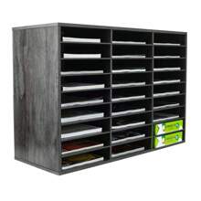 Wood File Sorter Archaize Color Mail Center Magazine Holder Paper Storage Cabinet Classroom Keepers Mailbox For Home & Office,27 Slots - 深灰色 - 查看 3