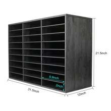 Wood File Sorter Archaize Color Mail Center Magazine Holder Paper Storage Cabinet Classroom Keepers Mailbox For Home & Office,27 Slots - 深灰色 - 查看 5