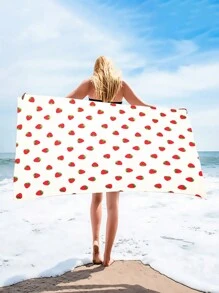 Serviette de plage surdimensionnée respirante avec motif de fraise, serviette de bain douce et légère à séchage rapide, serviette enveloppante super absorbante, serviette d'été pour les voyages, les vacances, la décoration de salle de bain, les essentiels de plage
