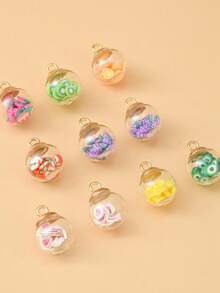 10pcs Glass Bead Small Pendant For Diy Jewelry Making, Suitable For Earrings, Bracelets And Necklaces - Multicolor - View 2