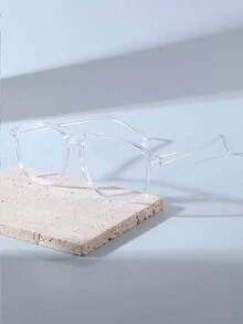 1 件男女通用方形框架处方眼镜，适合商务、办公室、日常佩戴 - 無色 - 查看 8