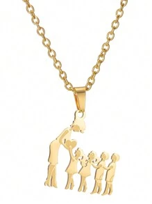 1 件时尚母子女吊坠项链，女士奢华不锈钢项链，母亲节礼物 - 金色 - 查看 11