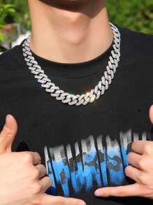 CVNANA 1 szt Europejskie i amerykańskie Hip-hop Styl Błyszczący Diament Inkrustowane Naszyjniki lub Bransoletki Dla kobiet , Złoto/srebro PLATEROWANY Stal Nierdzewna Mężczyźni Kobiety Naszyjnik z łańcuszkiem Moda Biżuteria Różny Rozmiary Dostępny