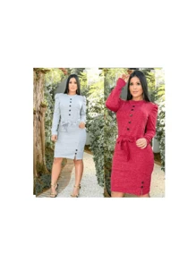 Vestido Tubinho Lanzinha Com Botões Manga Longa Moda Evangelica Casual