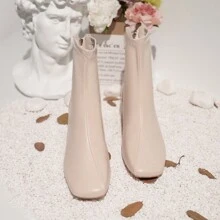 2023 Mùa thu Và Mùa đông mới Đen Dày Đáy Giữa bắp chân Giày ống , Hợp thời Và Linh hoạt Giày ống Đối với phụ nữ - Màu be - Xem 4