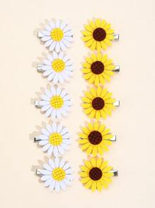 10 Piezas Clips De Cabello De Girasol Para Niñas, Horquillas De Primavera Con Girasoles, Lindo Tocado Floral De Princesa Bebé, Accesorios Para El Cabello De Niños.