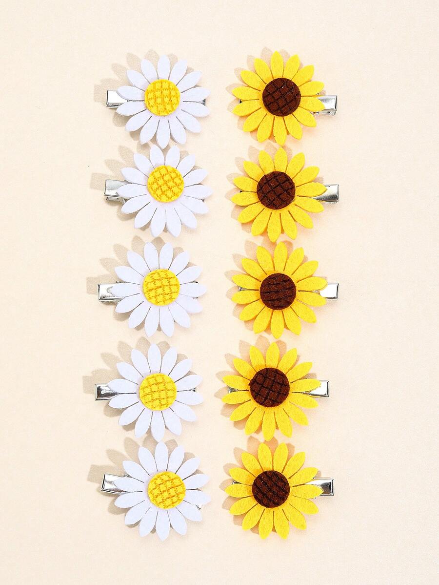 10 Piezas Clips De Cabello De Girasol Para Niñas, Horquillas De Primavera Con Girasoles, Lindo Tocado Floral De Princesa Bebé, Accesorios Para El Cabello De Niños.