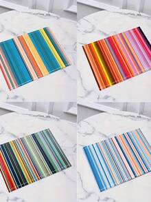 4pcs Chống trượt Chống nóng Đệm , Phong cách Thảm trải bàn , Sọc đầy Màu sắc In Bàn Trang trí , Chống nóng Đồ trang trí Cho bữa tiệc , Lễ hội , Ăn uống Bàn , Bối cảnh Trang trí - Nhiều màu - Xem 3