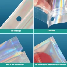 1 gói Laser ba chiều Tự niêm phong Cái túi , Niêm phong Cái túi , Chống ẩm Mỹ phẩm Đồ trang sức Niêm phong Cái túi - Bạc - Xem 7