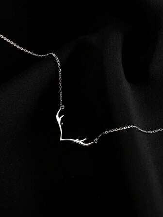 1 Pieza Collar De Colgante De Asta De Ciervo Para Mujeres, Diseño Único De Cadena De Clavícula Para Uso Diario / Fiesta, Regalo