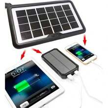 Panel Type Cell Phone Charger With 8w 6v Solar Cells Universal USB Inputs - Black - View 2