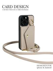 Lanyard 1 Pc Wallet-Style Phone Case With Strap, Crossbody Leather Shockproof Phone Pouch Fits 16, 15, 14, 13, 12, 11 Pro Max, Galaxy S21, S22, S23, S24, S25 Plus Ultra, Pixel 5A, 5G, 6, 7, 8 Pro