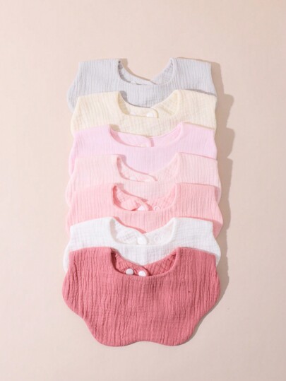 Randomly Picked 3pcs Baby Boys' & Girls' Pastel Petal Shaped Drool Bibs, Muslin Bandana Bibs