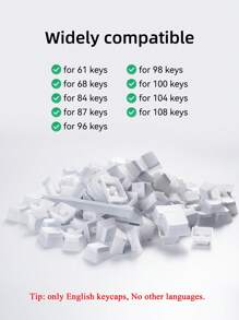 Pudding Keycaps Set PBT Keycaps 129 Keys OEM Profile US-Layout For Mechanical Keyboard Compatible With Cherry MX, Gateron, , Outemu - White - View 2