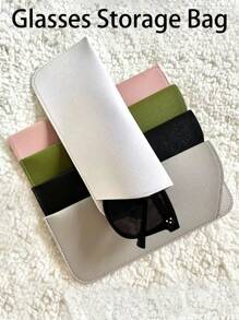 1pc Minimalist Portable Fashion PU Soft Leather Eyeglasses Case, Sunglasses/Reading Glasses Storage Bag, Minimalist Sunglasses Pouch