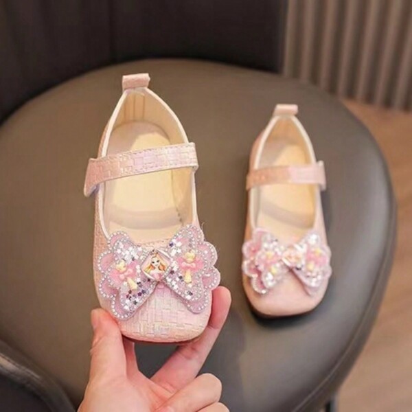 Zapatos para niñas de estilo coreano nuevos para primavera y otoño 2024 con decoración de lazo, zapatos de princesa para actuaciones de baile