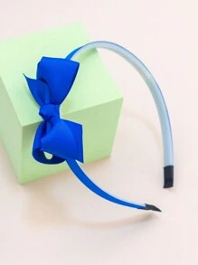 1set/4pcs Solid Blue Themed 3 Inch Grosgrain Ribbon Bowknot Hairclips For Toddler, With Anti-Slip Grips, Cute Hair Accessories For School, Outdoor And Home Use, All Seasons