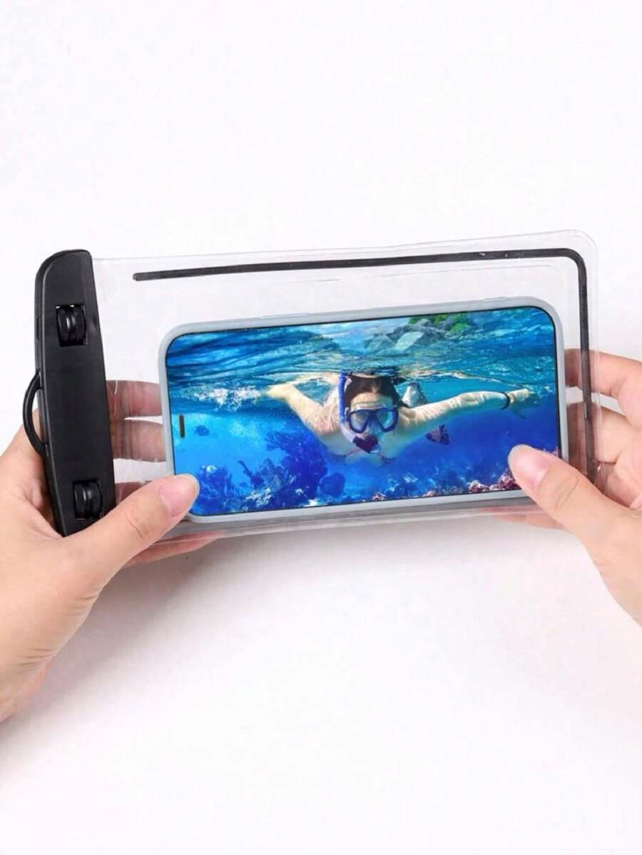 Caja impermeable del teléfono, bolsa impermeable ocasional del teléfono Bolso del PVC del teléfono móvil para las vacaciones Bolsa de playa Bolsa impermeable del teléfono Caja del PVC para la natación Piscina Playa Útiles escolares Material escolar para la escuela para el estudiante Crucero Esencial Bolsa de deporte Bolsa de deportes - Negro - Ver 1