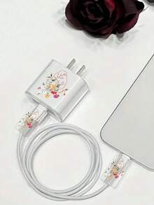 花紋充電器收納盒,兼容蘋果iphone 15保護殼,iphone 14 Pro Max清晰防碎13/12/ipad矽膠充電線,18/20瓦快速充電簡約設計 - 彩色 - 查看 3
