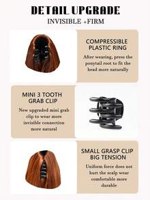 24 Inch Ponytail Wig Female Long Hair Grab Clip Hair Mesh Red High Ponytail Natural Micro Curly Fake Ponytail - Redwood - View 5