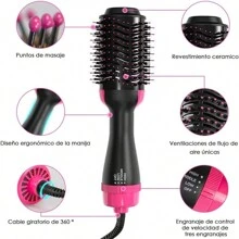 Cepillo de Aire Caliente, Peine Secador de Pelo Peine de Soplado Rizador de Pelo Ajustable Cepillo para Secador de Pelo Puede Rizado o Alisado el Cabello - Rojo - Ver 5