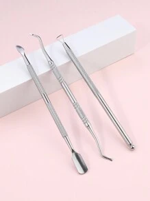 Set De 3 Piezas De Removedor Y Empujador De Cutícula De Acero Inoxidable Que Incluye Cortador De Cutícula, Elimina Piel Muerta Y Herramienta Para Remover El Esmalte En Gel De Uñas