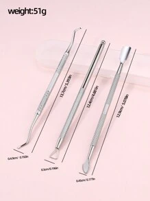 Set De 3 Piezas De Removedor Y Empujador De Cutícula De Acero Inoxidable Que Incluye Cortador De Cutícula, Elimina Piel Muerta Y Herramienta Para Remover El Esmalte En Gel De Uñas