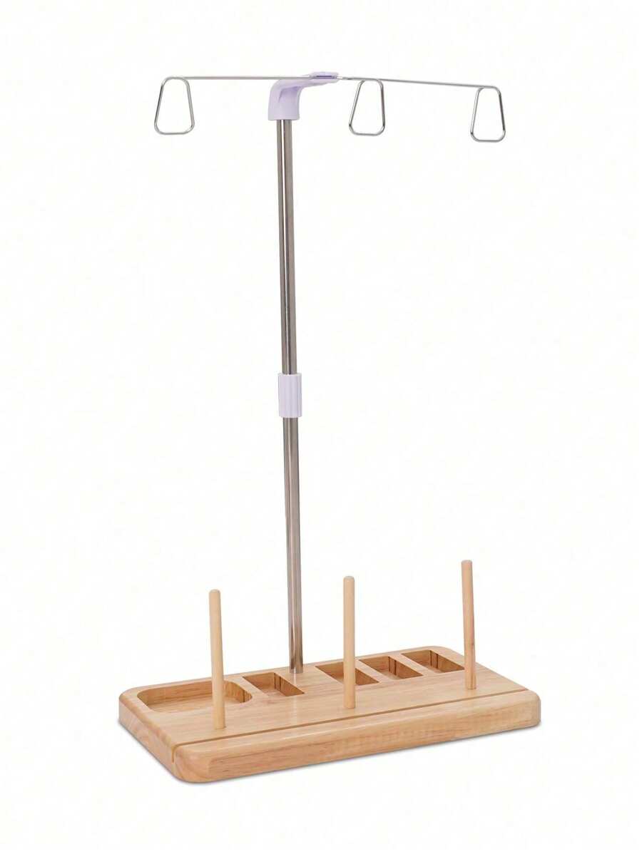 Thread Stand 3 Spools Holder For Domestic Embroidery And Sewing Machines Thread Spool Holder Stand Home-Wooden Base - Apricot - View 1