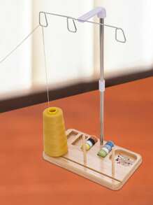 Thread Stand 3 Spools Holder For Domestic Embroidery And Sewing Machines Thread Spool Holder Stand Home-Wooden Base - Apricot - View 6