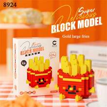 Juguetes de bloques de construcción de comida adorables, manualidades DIY, regalo ideal para amigos, cumpleaños, arte de escritorio, ¡obra de arte increíble! Regalo de vuelta a la escuela / nueva escuela, decoración de habitación, regalos navideños Bloques de color Bloques de color