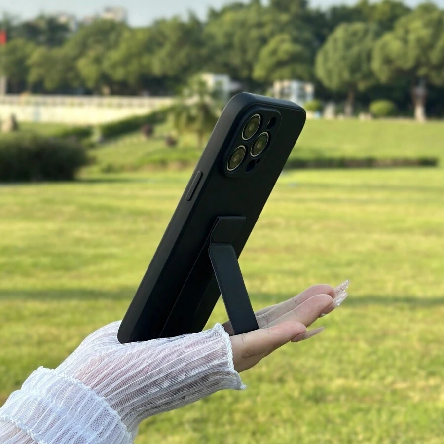 1入組覆蓋液態矽膠的黑色推拉式支架手機殼,兼容三星galaxy S24 S23 S22 S21 S20 Ultra + Fe Plus - 黑色 - 查看 1