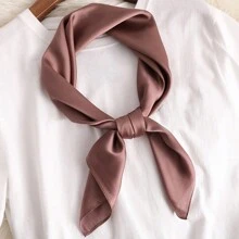 女士70cm x 70cm的亞麻方巾純色圍巾，適用於袋子裝飾、防曬、披肩、優雅頭巾、時尚髮箍 - A - 查看 29