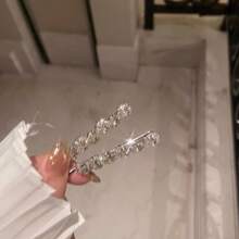 2个全镶钻水滴形发夹，适合女性在海滩、音乐节和派对等场合佩戴，优雅的爪夹发卡，学生用品，大学饰品，发饰，头部饰品，女士发饰，发夹，发卡 - 銀色 - 查看 4