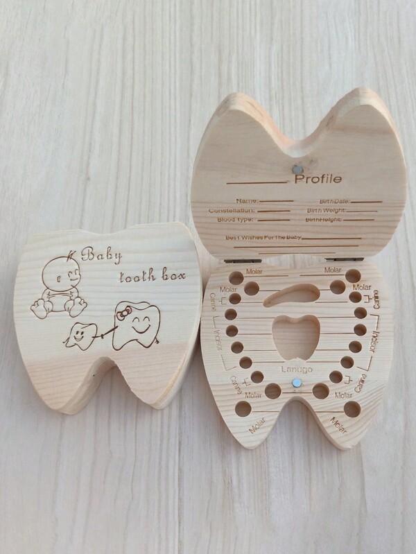 1 pieza Caja de recuerdos de madera para bebé niño con diseño del alfabeto en inglés, para almacenar dientes, cabello y cordón umbilical, caja de recuerdos para bebé, decoraciones y regalos para baby shower, regalos para baby shower y Pascua, artículos para niñas/niños