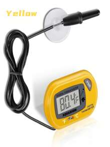 1个高精度水族箱鱼缸水下探头水温计，适用于爬行动物宠物箱，吸盘式数字显示温度计