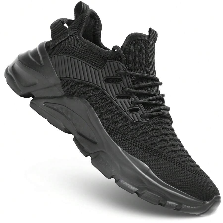 Mens Running Tennis Shoes Slip On Walking Fashion Athletic Sneakers Work Gym Shoes Comfort Lightweight Mesh Soft Sole… - 全黑 - 查看 1