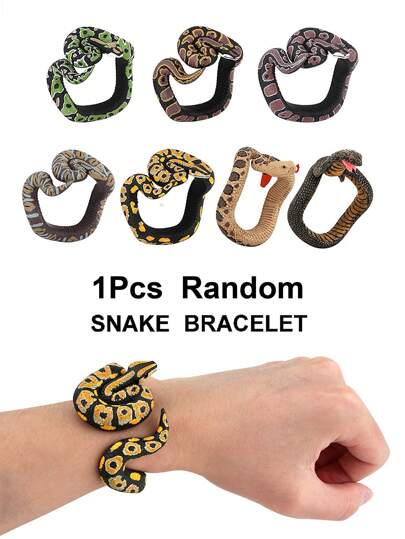 1 Pc Random Boys And Girls Toy Snake Bracelet Toy Wearable Simulation Shape Green Anaconda Cobra Rattlesnake Ball Python Reticulated Python Python Blood Python Hand-Painted Simulation Python Shape Christmas Gifts Birthday Present Room Decoration Wild One Birthday, Christmas Gifts For Kids, Gifts For Kids, Snake Toy, Animal Toys, Animals, Snake Toy, Animal Toys, Toys For Boys,Snake Toy,Snake,Toys