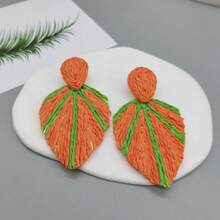 1 đôi Quá quắt Đúng mốt Raffia & Hình dạng Hoa tai , Hoàn hảo Đối với phụ nữ Đến Mặc bờ biển Kỳ nghỉ - bông tai lá cọ - Xem 5