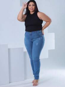 Plus Size Pants - 藍色 - 查看 3