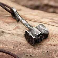 Vintage Nordic Viking Pendants Necklaces, Black Leather Necklace For Best Friend ,Legendary Viking Thor's Hammer Amulet Knot Pendant Men Jewelry