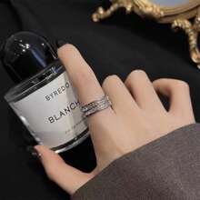 1pc High-End Stainless Steel Cz Inlaid Full Stars Single/Double Row Diamond Ring, Fashionable And Non-Fading, Suitable For Couples, All Seasons