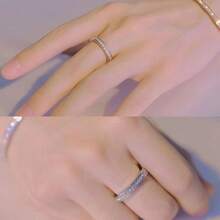 1pc High-End Stainless Steel Cz Inlaid Full Stars Single/Double Row Diamond Ring, Fashionable And Non-Fading, Suitable For Couples, All Seasons