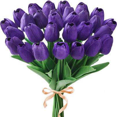 5/10/15/20/30 件郁金香花仿真郁金香茎真实触感郁金香适用于复活节春季花环花艺布置中心装饰婚礼花束婴儿洗礼装饰 13 英寸高