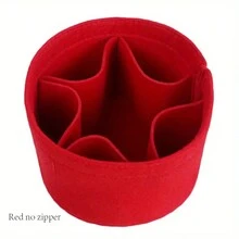 1只圓形毛毡里料包含分層格,簡單的女性旅行化妝包 - 紅色 - 查看 2